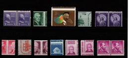 Etats -Unis 15 Variétés De Piquage à Cheval.années De 1938 à1973.N:816,819,372,589,1003.Rare Et Spectaculaire - Coils & Coil Singles