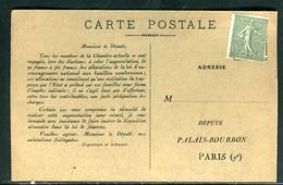 Carte Postale De L 'Encouragement National  Pour La Chambre Des Députés Non Circulé , Affranchie - Ref M39 - 1877-1920: Periodo Semi Moderno