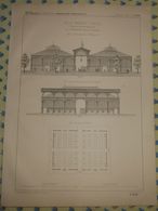 Plan D'une Halle Couverte. Type N°1. Construite En Fer Et En Maçonnerie. 1869 - Travaux Publics