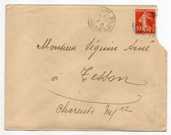1912-Lettre De CHARENTON MAGASINS GENERAUX (94 Et Paris) Pour TESSON-17 -Type Semeuse Camée -cachets -- - 1877-1920: Période Semi Moderne