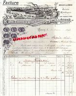 54 - NANCY -RARE BELLE FACTURE MANUFACTURE DE LIMES & ACIERS- KAHN FRERES & BLOCH-USINE FAUBOURG ST PIERRE- 1896 - 1800 – 1899
