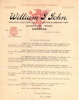 ANGLETERRE SWANSEA COURRIER 1927 Wholesale  Fruit Merchant William JOHN   A27 Pégase - Reino Unido