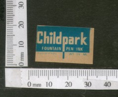 India Vintage Trade Label Childpark Fountain Pen Ink Label # 1516 - Etiquettes