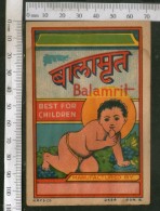 India Vintage Trade Label Balamrit Ayurvedic Medicine Health Syrup # LBL72 - Etichette