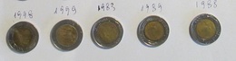 Italia 5 Monete 500 Lire Bimetallica Lotto 4 1998 1999 1983 1989 1988 - 500 Liras