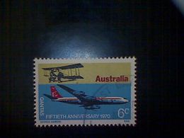 Australia, Scott #491, Used (o), 1970, Qantas Airlines, Boeing 707 And Avro Biplane, 6c, Multicolored - Used Stamps