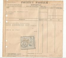 Facture D'avoir , 1951 , Institut PASTEUR , SERPASTEUR , Paris 15 E - 1950 - ...