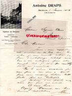 BELGIQUE- BRUXELLES- RARE LETTRE MANUSCRITE SIGNEE ANTOINE DRAPS- GENCE EN DOUANE-8 RUE DU CHIEN VERT-1906 - Artigianato