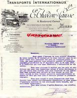 ALGERIE- ALGER- RARE LETTRE E. THEODORE & CAUSSE- TRANSPORTS INTERNATIONAUX- PARIS PAVILLON TOLBIAC-1911 - Autres & Non Classés