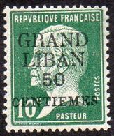 Grand Liban - N°  15 * Pasteur Surchargé, 50 Centièmes Sur 10c Vert - Neufs