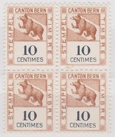 SUISSE BLOC DE 4 TIMBRES FISCAUX  1 TACHE SUR 1 TIMBRE - Steuermarken