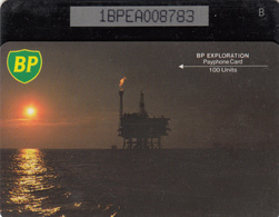 BT Oil Rig Phonecard - British Petroleum 100unit (1BPEA) - Superb Fine Used Condition - Boorplatformen