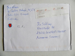 Cover From Portugal  To Germany 2011coimbra Atm Machine Label - Storia Postale