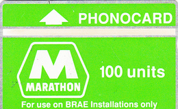 BT  Oil Rig Phonecard- Marathon 100units (White On Green)- Superb Fine Used Condition - Plateformes Pétrolières