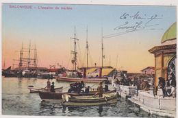 Cpa,1917,grèce,salonique,   L'escalier  De Marbre,voiliers ,port,métier,marin,job,au Tographe - Grèce