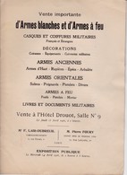 Milit/1)    Catalogue De Vente Armes Blanches A Drouot 1926  (format 25 X 18 ) 16 Pages - Francia