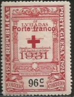 Portugal 1931 For The Red Cross Society  Camoens Issue 1924 Overprinted In Red Porte Franco 1931 Mint Hinge Mark - Red Cross