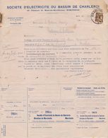 BELGIË/BELGIQUE :1933: Facture De La ## SOCIETE D'ELECTRICITE Du BASSIN De CHARLEROI ##  à ## Mr. HARDY à FONTAINE- ... - Électricité & Gaz