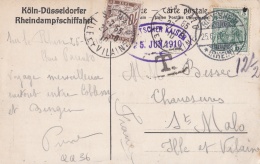 FRANCE :  Taxe Duval 10 Cts Sur Carte D'Allemagne - 1859-1959 Lettres & Documents