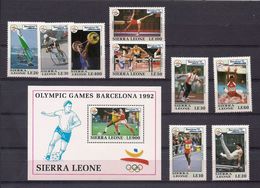SIERRA LEONE 1992 - OLYMPICS BARCELONA - YVERT 1519-1527 + HB 192 - MICHEL 1537/46 + BLOCK198 - SCOTT 1510/18 + SS 1519 - Unused Stamps