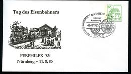 Bund PU113 D2/027-I Privat-Umschlag EISENBAHN "ADLER" Sost.Nürnberg 1985 NGK 4,00 € - Enveloppes Privées - Oblitérées