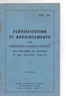 Classification Et Appointements Des Ingénieurs Des Industries Du Batiment Et Travaux Public28 Pages, De 1959 - Derecho