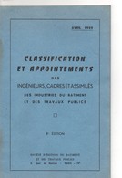 Classification Et Appointements Des Ingénieurs Des Industries Du Batiment Et Travaux Public28 Pages, De 1959 - Rechts