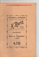 Carnet  De Levée Au Tachéomètre à Levier, 50 Pages, Instruments Pour Ingénieurs, Géomètres, Annotaions Sur Couverture - Diritto