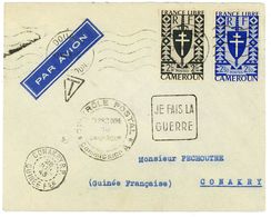 CONAKRY R. P. GUINEE Fse 1943 Simili Daguin En Arrivée : JE FAIS LA GUERRE Sur Lettre De DOUALA CAMEROUN - Covers & Documents