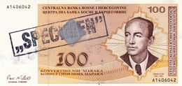 BOSNIA HERZEGOVINA 100 MARAKA MARKA ND 1998 SPECIMEN UNC P-69s2 "free Shipping Via Registered Air Mail" - Specimen