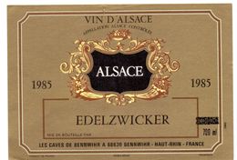 Etiket Etiquette - Vin D' Alsace - Edelzwicker - Caves Bennwihr 1985 - Gewürztraminer