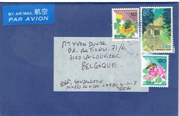 Petite Lettre Du Japon Avec 3 Timbres Vers La Belgique (22/11/2008) - Brieven En Documenten