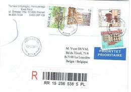 Lettre Recommandée De Pologne Avec 4 Timbres De Poznan Vers La Belgique (12/12/08) - Lettres & Documents