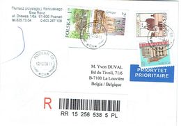 Lettre Recommandée De Pologne Avec 4 Timbres De Poznan Vers La Belgique (12/12/08) - Covers & Documents