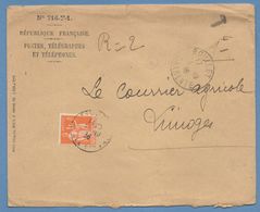 Charente Roullet Obl Type A /N° 281 Seul Servi Comme Taxe 1936 > Limoges - 1859-1959 Brieven & Documenten