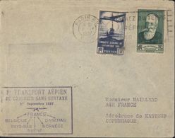 Aviation 1er Transport Aérien De Courrier Sans Surtaxe 01 09 1937 France Vers Belgique Danemark Pays-Bas Norvège Suède - 1960-.... Covers & Documents