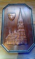 RARE COPPER PAINT PLAQUE BIG SIZE 40-25 CM.CHURCH GERMANY Bandarbeit FREIBURG CHURCH COLLECTABLE - Koper