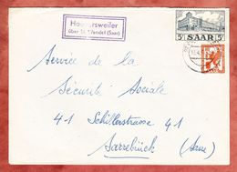 Saarland, Brief, MiF Hauptpost Saarbruecken U.a., PSST Haupersweiler Ueber St Wendel, Nach Sarrebrueck 1953 (48497) - French Zone