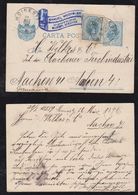 Rumänien Romania 1896 Uprated Stationery Card MOINESTI To AACHEN Germany - Lettres & Documents