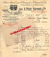 34- CETTE - SETE- RARE LETTRE MANUSCRITE SIGNEE- A. FELIX BACQUIE-SERVICE TRANSPORT VINS ALGERIE ESPAGNE-1912 - Transport