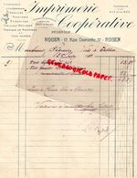76- ROUEN- RARE FACTURE IMPRIMERIE COOPERATIVE-TYPOGRAPHIE-LITHOGRAPHIE-17 RUE DAMIETTE-1911 - Drukkerij & Papieren