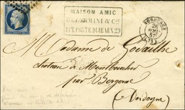 PC 441 / N° 14 Càd T 15 BORDEAUX (32) Sur Double Imprimé Adressé à Bergerac Par Achemineur Privé (cachet Bleu MAISON AMI - 1853-1860 Napoléon III
