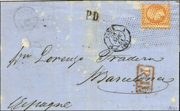 Rouleau De Pointillés / N° 16 Piquage Susse Càd PARIS (60) Sur Lettre Pour Barcelone. 1861. - TB. - 1853-1860 Napoleon III