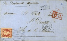 Roulette De Pointillés / N° 17 Nuance Vermillonnée Càd PARIS (60) Sur Lettre Pour St Denis Ile De La Réunion. Au Recto,  - 1853-1860 Napoléon III