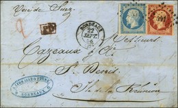 PC 441 / N° 14 + 17 Càd T 15 BORDEAUX (32) Sur Lettre 2 Ports Pour St Denis De La Réunion. 1858. - TB. - R. - 1853-1860 Napoléon III