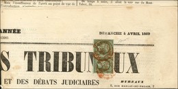 Càd Rouge IMPRIMES P.P. / N° 19 (paire) + Timbre Impérial 5c. Au Verso Sur Journal Entier Gazette Des Tribunaux. 1869. - - 1862 Napoléon III