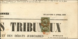 Càd Rouge IMPRIMES P.P. / N° 19 (paire) + Timbre Impérial 5c. Au Verso Sur Journal Entier Gazette Des Tribunaux. 1869. - - 1862 Napoleon III