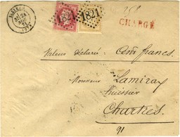 GC 1821 / N° 32 + 59 Càd T 17 ILLIERS (27) Sur Lettre Chargée, Descriptif Au Verso. 1871. - TB / SUP. - 1863-1870 Napoléon III Con Laureles