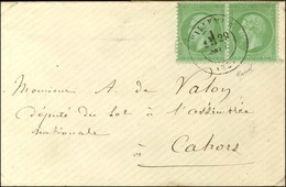 Càd T 17 VILLEMUR (30) / N° 35 Paire Sur Enveloppe Carte De Visite Pour Cahors. 1872. - SUP. - 1870 Asedio De Paris