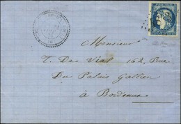 GC 4843 / N° 44 Bleu Foncé, Très Belles Marges Càd T 24 PONT L'ABBE-D'ARNOULT (16) Sur Lettre Pour Bordeaux. 1870. - TB  - 1870 Emisión De Bordeaux